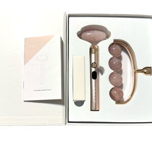 MONAT Rose Quartz Facial Roller and a Body Massager Set New In Box